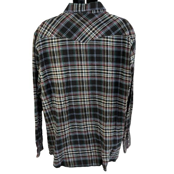 Mens Wrangler Western LS Pearl Snap Flannel Shirt Size 2XT Tall Plaid XXL - Picture 6 of 6